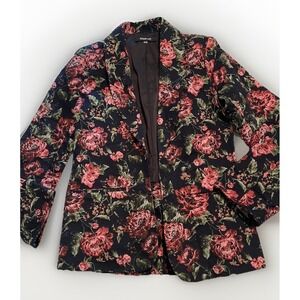 Anthropologie‎ Sugar Lips Lipz Womens Jacket Blazer Floral Flowers Lined Size Xs
